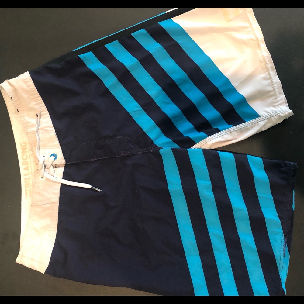 Boys Billabong board shorts, blues, whites size 25
